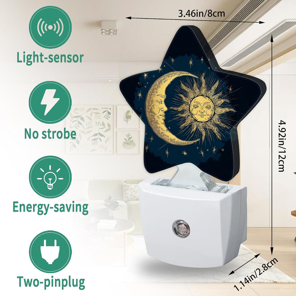 Boho Moon Sun Star Night Light Plug in, Soft Glow Night Light for Kids Bedroom Nursery, Gentle Warm Light for Sleep, Compact Lamp for…