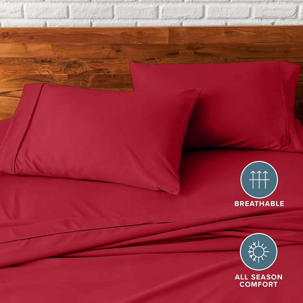 BareHome Bare Home Microfiber Pillow Cases - King Size Set of 2 - Cooling Pillowcases - Double Brushed - Red Pillowcases 2 Pack - easy…