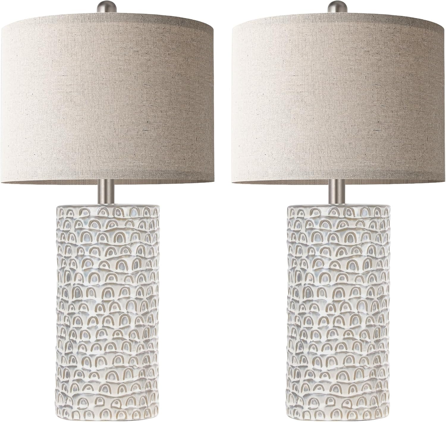 PARTPHONER 23" Modern Ceramic Table Lamp Set of 2, Table Lamps for Living Room, Rustic Farmhouse Bedside Lamps Nightstand lamp for…
