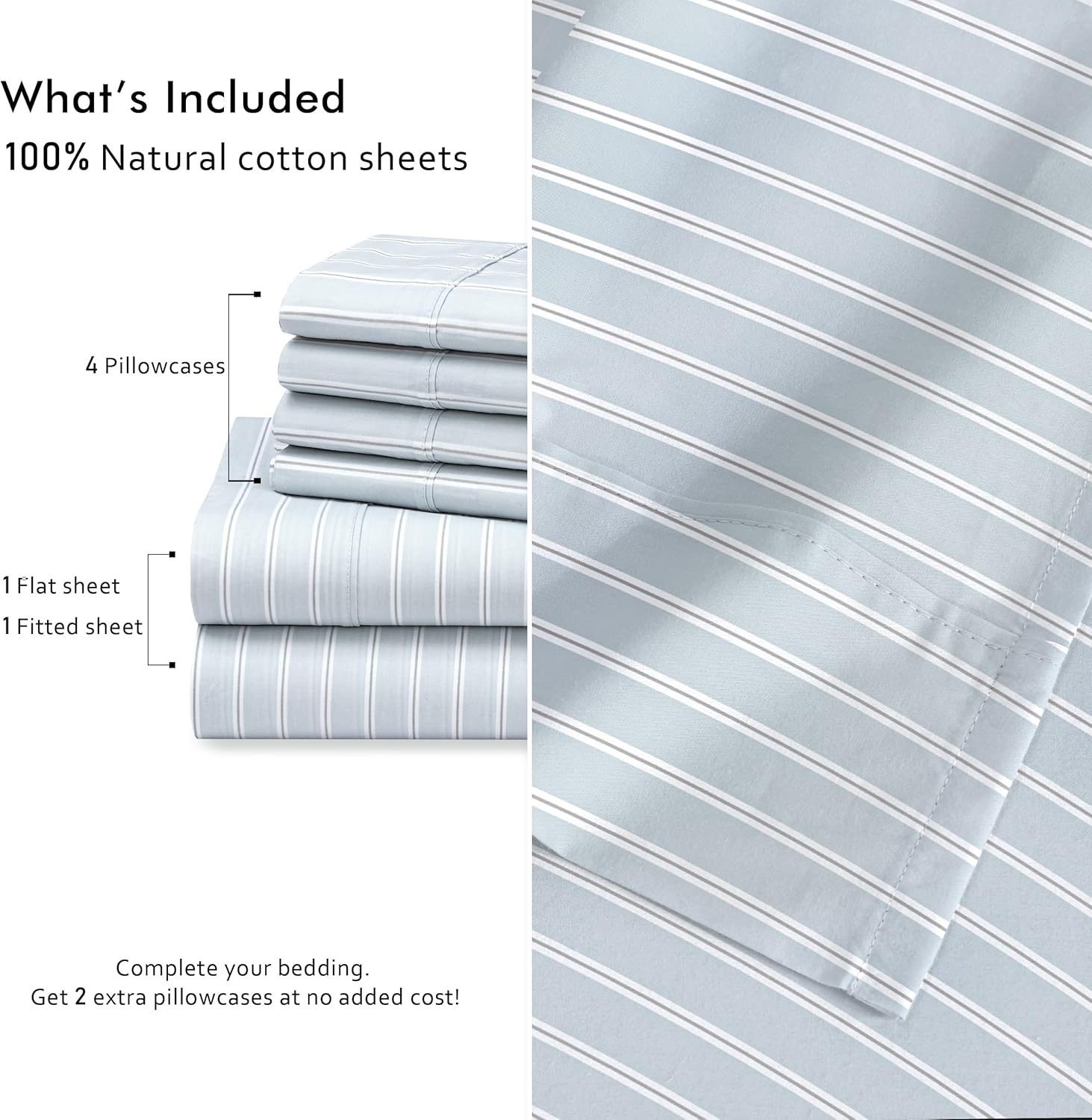 Ruvanti 100% Cotton Percale Sheets Full Size 6 Piece Set, Cooling Bed Sheets for Hot Sleepers, Deep Pocket 16”, Breathable Lightweight & Du…