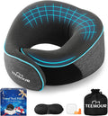 Travel Neck Pillow for Airplane -Memory Foam Travel Pillow for Long Flights/Car Sleep 360° Support Airplane Pillow, With Eye Mask &…