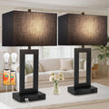 Tobusa 28’’ Tall Black Lamps for Living Rooms Set of 2, Modern Touch Control Table Lamps for Bedroom, 3 Way Dimmable Bedside Lamps with 2 U…