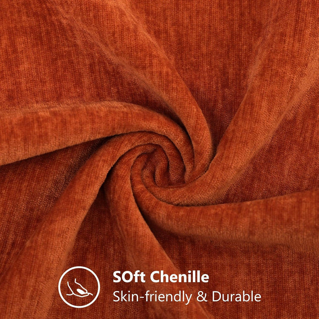 decorUhome Chenille Rust Throw Pillow Covers 16x16 Inch Set of 2, Decorative Soft Couch Pillow Covers Solid Dyed Accent Farmhouse Neutral S…