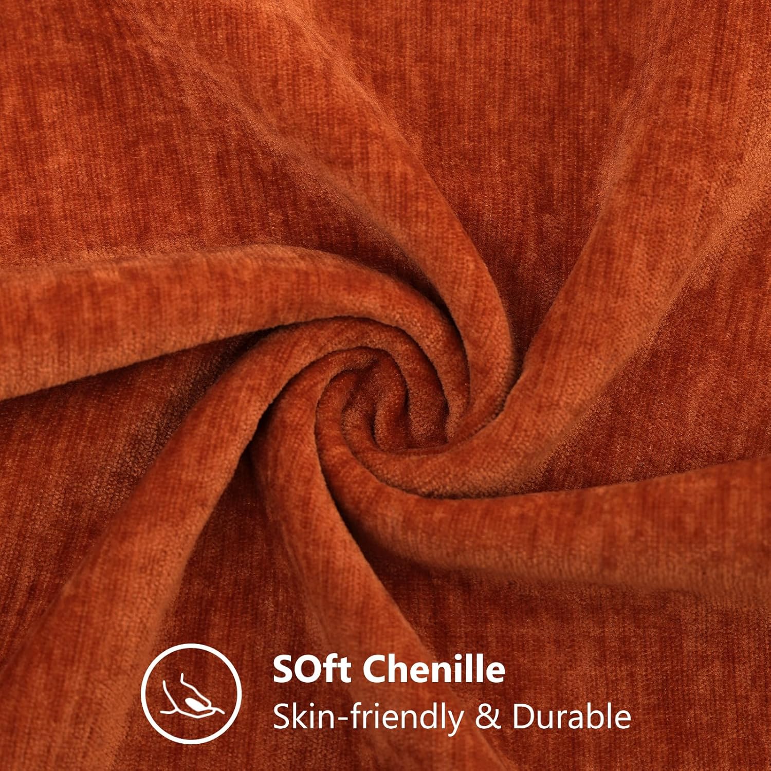 decorUhome Chenille Rust Throw Pillow Covers 12x20 Inch Set of 2, Decorative Soft Couch Pillow Covers Solid Dyed Accent Farmhouse Neutral R…