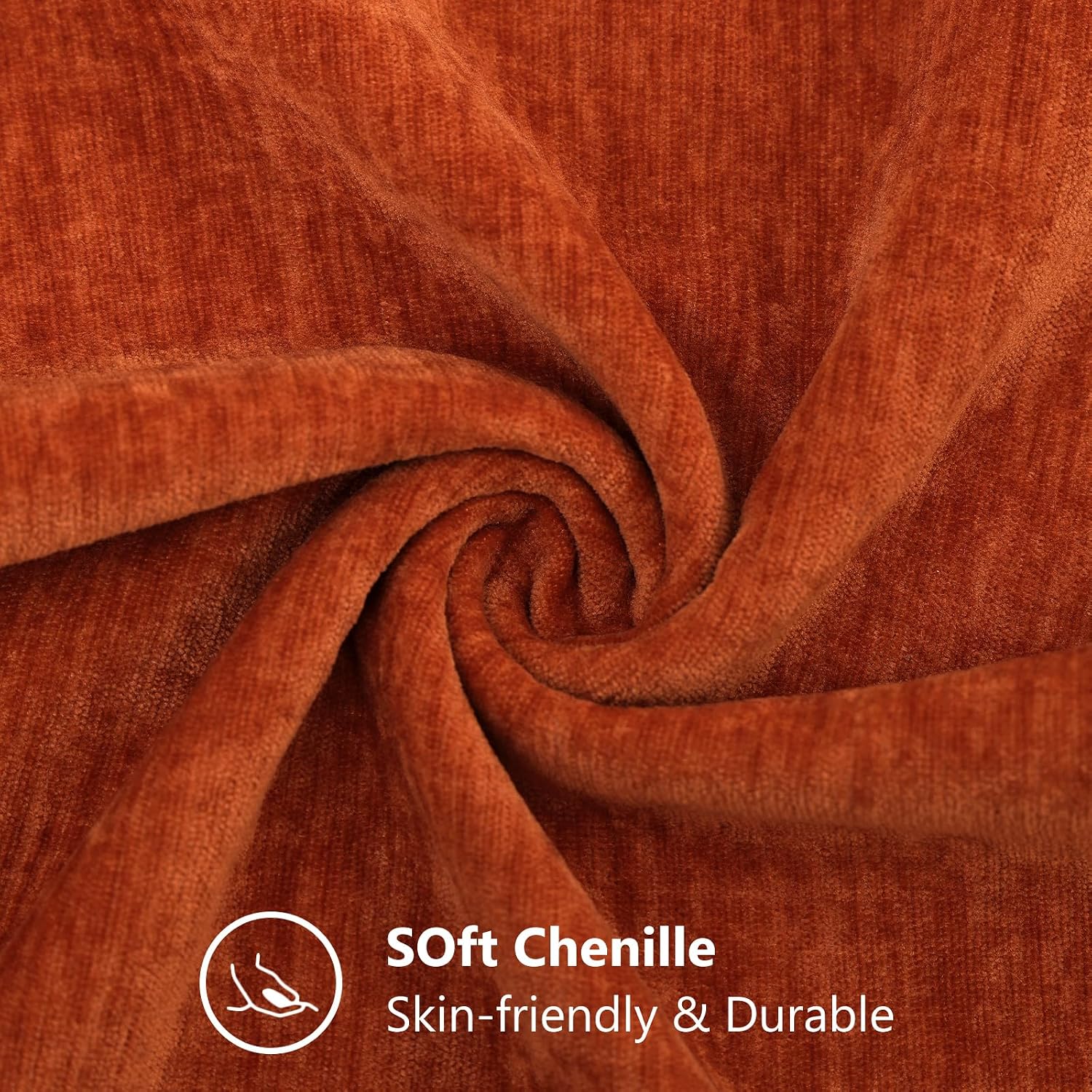 decorUhome Chenille Rust Throw Pillow Covers 18x18 Inch Set of 2, Decorative Soft Couch Pillow Covers Solid Dyed Accent Farmhouse Neutral S…