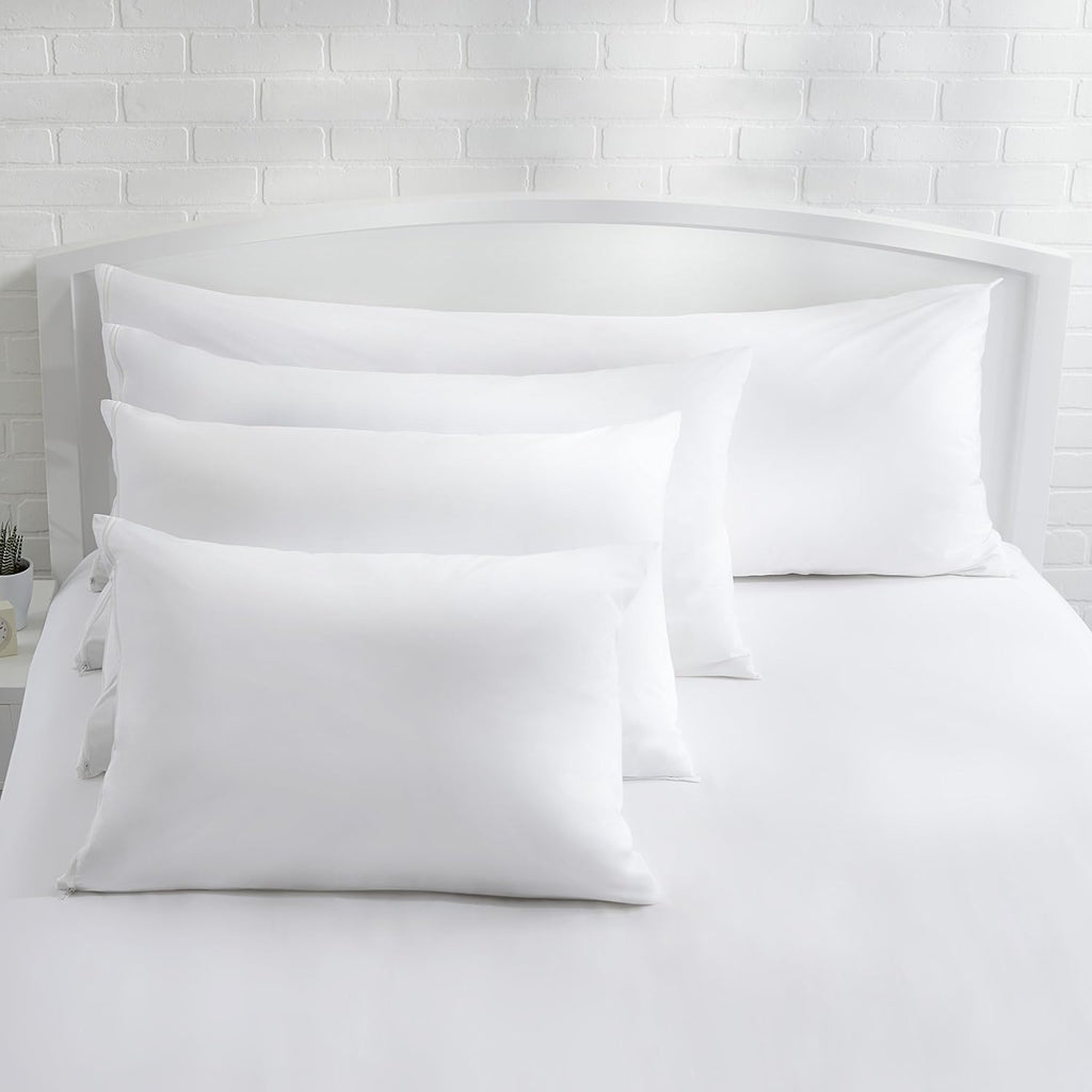 Amazon Basics Standard Breathable 100% Cotton Hypoallergenic Pillow Protector with Zipper, Machine Washable, White, 27 x 21 Inches…
