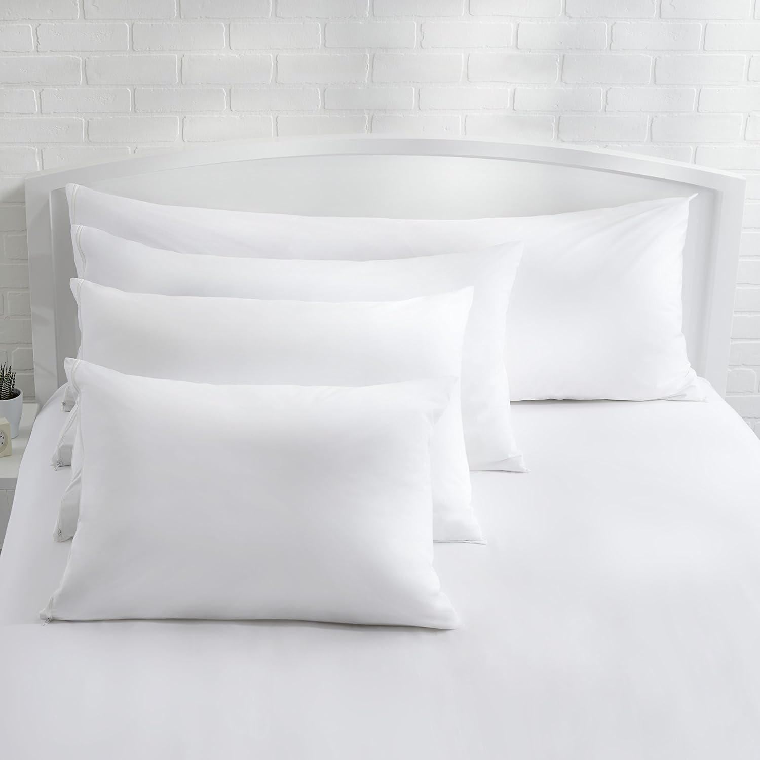 Amazon Basics Hypoallergenic Protector Cover Pillowcases - 21 x 55 Inches, Body Size, White, Pillows Not Included
