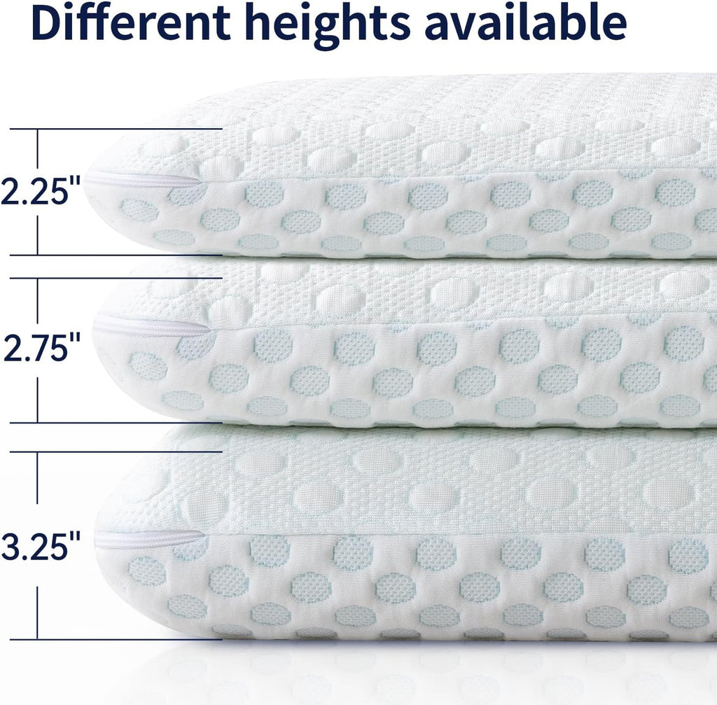 HcoreMemoryFoamHome Hcore Ultra Thin Pillow 3.25" Stomach Sleeping, Pillow for Side Back Stomach Sleepers, Gel Infused Memory Foam Pil…