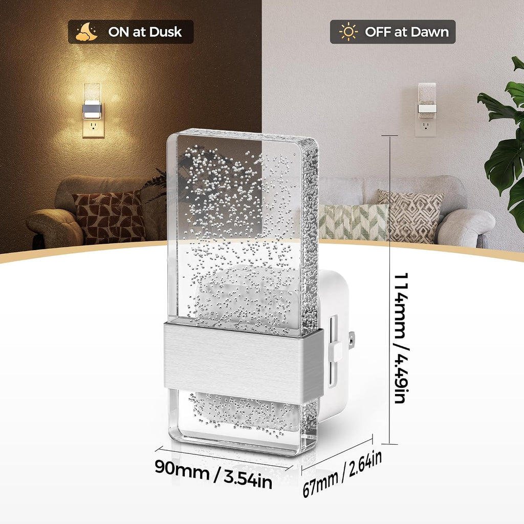DORESshop LED Night Lights Plug into Wall [2 Pack], 0-100LM Dimmable Nightlight, Bubble Decorative Night Light, Dusk to Dawn Sensor, Wall…