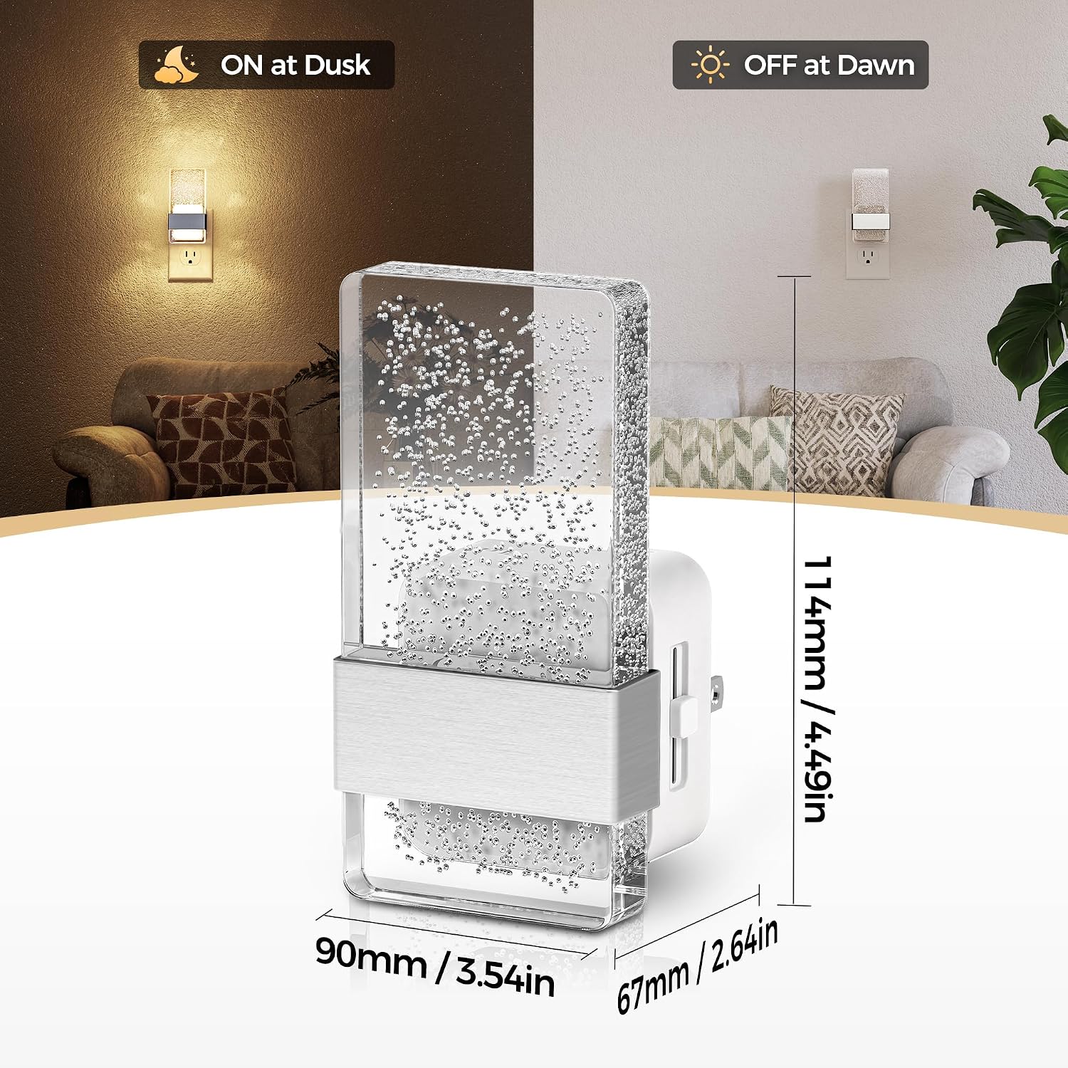 DORESshop LED Night Lights Plug into Wall [2 Pack], 0-100LM Dimmable Nightlight, Bubble Decorative Night Light, Dusk to Dawn Sensor, Wall…