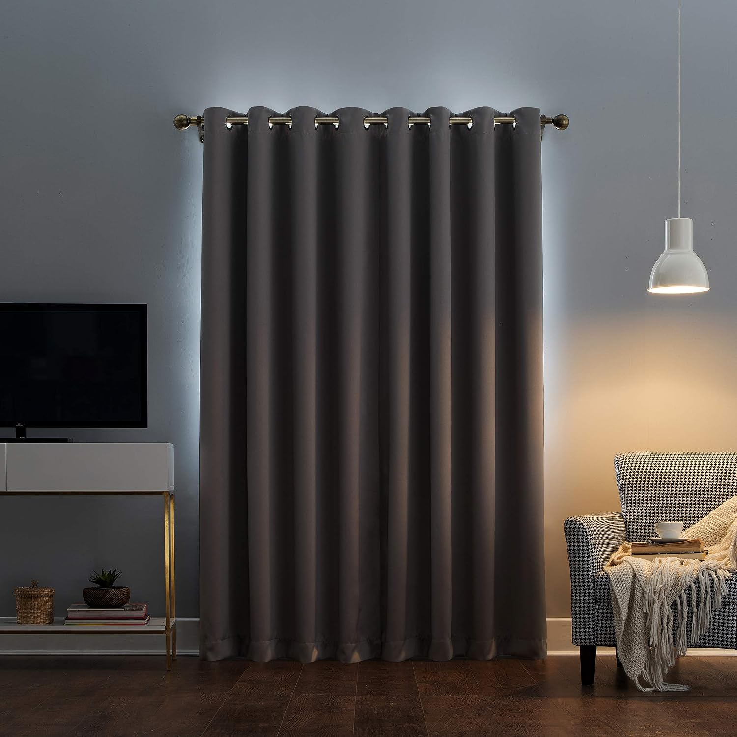 Sun Zero Nordic Theater Grade Extreme 100% Blackout Grommet Curtain Single Panel, 52" x 84", Gray