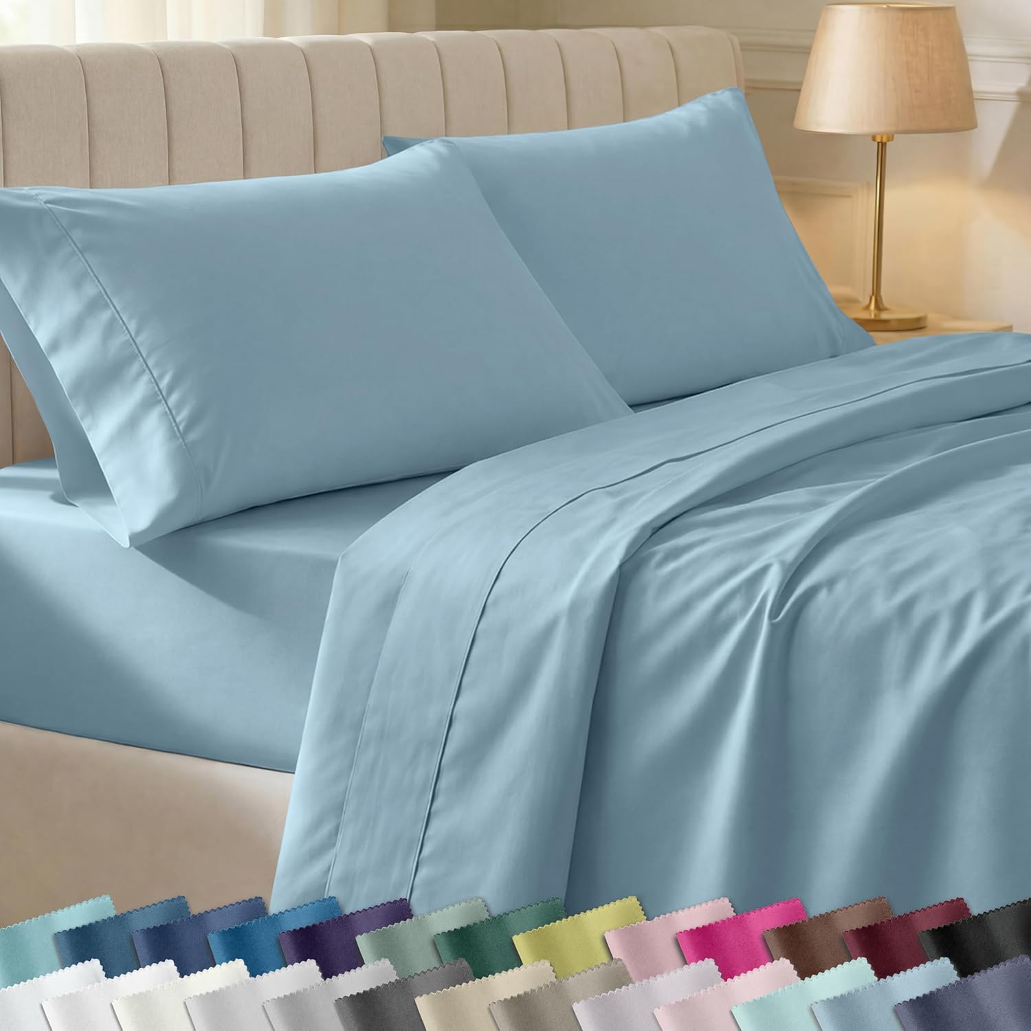CaliforniaDesignDen California Design Den Soft 100% Cotton Bed Sheets Full Size Set, 400 Thread Count Good Housekeeping Award Winner, Silky…