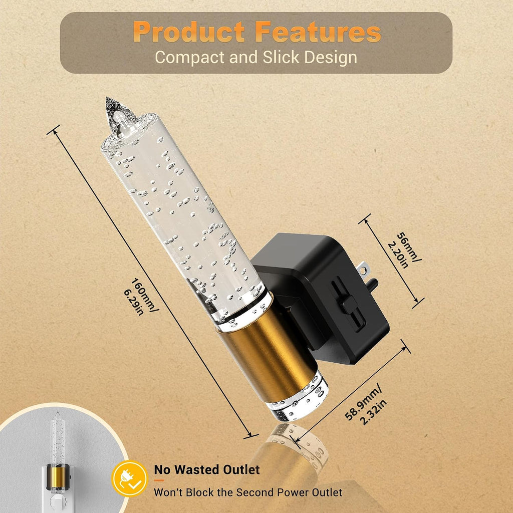 JandCase Night Light, Flameless Candle Night Lights Plug into Wall 2 Pack, Dusk to Dawn Sensor Aesthetic Automatic Nightlight, Amber…