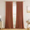 Guken Terracotta 100% Blackout Curtains 90 Inch Length 2 Panels Set Fall Curtains for Living Room Bedroom Back Tab Thermal Insulated Black…