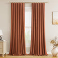 Guken Terracotta 100% Blackout Linen Curtains 102 Inch Length 2 Panels Set Fall Curtains for Living Room Bedroom Back Tab Thermal Insulated…