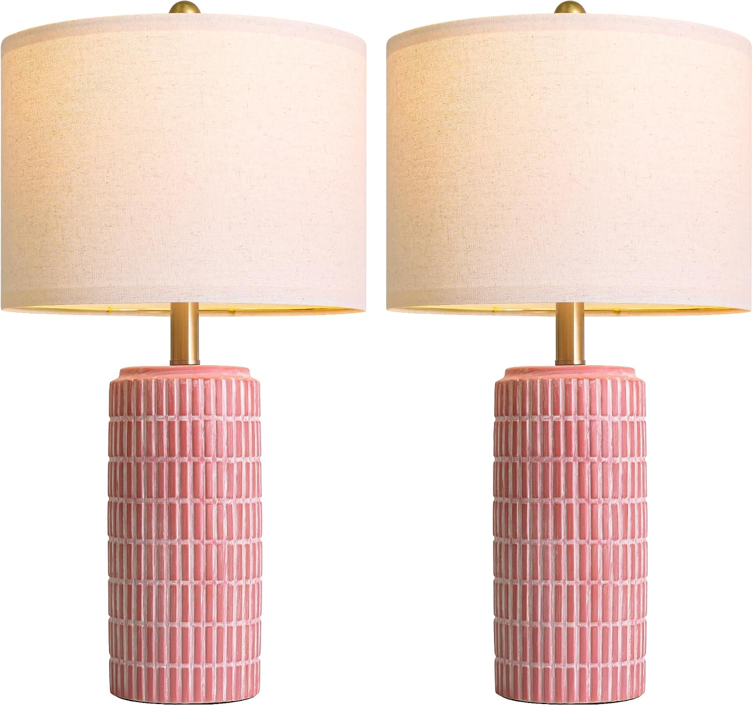 PoKat 23" Ceramic Table Lamps for Living Room, Farmhouse Bedside Lamps Set of 2 for Bedroom, Rustic Nightstand Lamps for Office Sideboard…