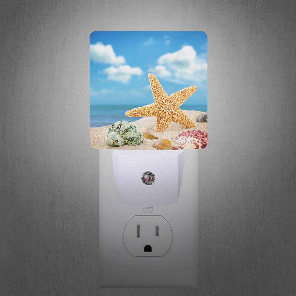 Seashells Starfishes Beach Night Light Plug-in LED Nightlights Auto Sensor Night Lamp Dusk-to-Dawn Lamp Home Decor for Nursery Children…