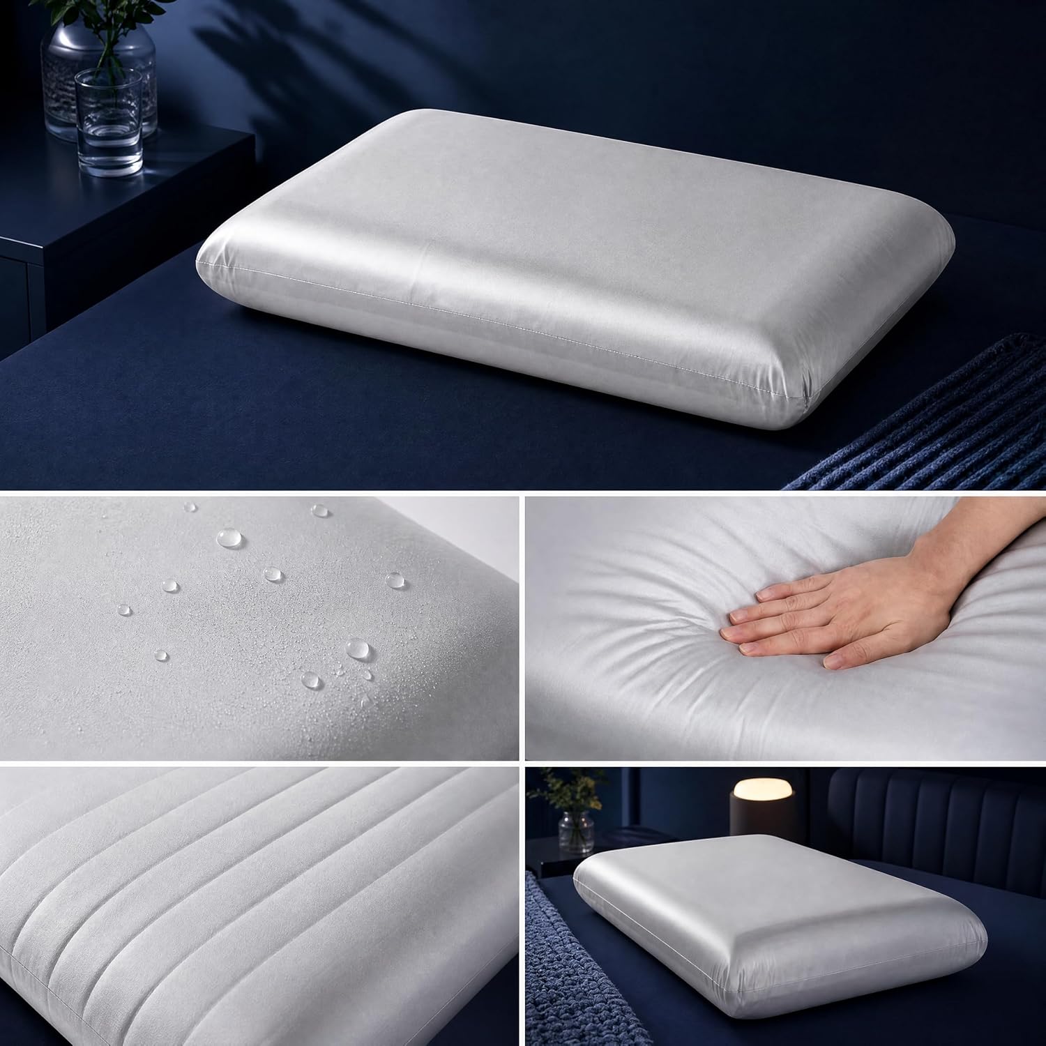 Wave Silicone Pillow for Sleeping, Cooling Ergonomic Neck Support Pillow with High Resilience Medium Firm Support, Breathable Washable…