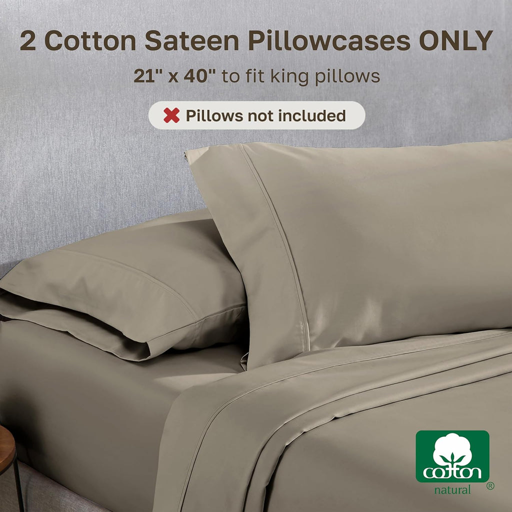 CaliforniaDesignDen California Design Den King Size Pillowcase Set - 400 Thread Count, 100% Cotton Sateen, Set of 2 Pillow Covers, Soft and…