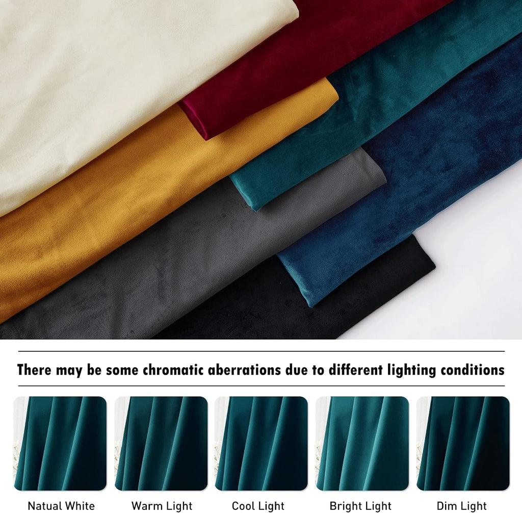 Rybhome RYB HOME Peacock Blue Velvet Curtains for Bedroom Living Room, Thermal Insulated Privacy UV Heat Blocking Luxurious Soft Rod Pocket…