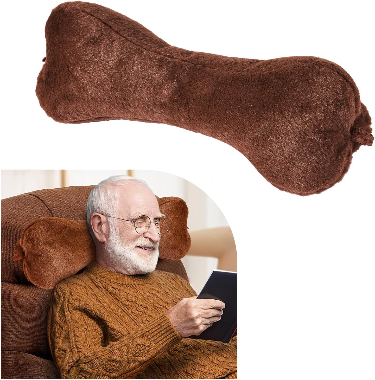 Vcomsoft Head Pillow for Recliner Chair, for Sofa, Recliner Neck Pillow, Bone Couch Neck Pillow (Brown) 4 inches