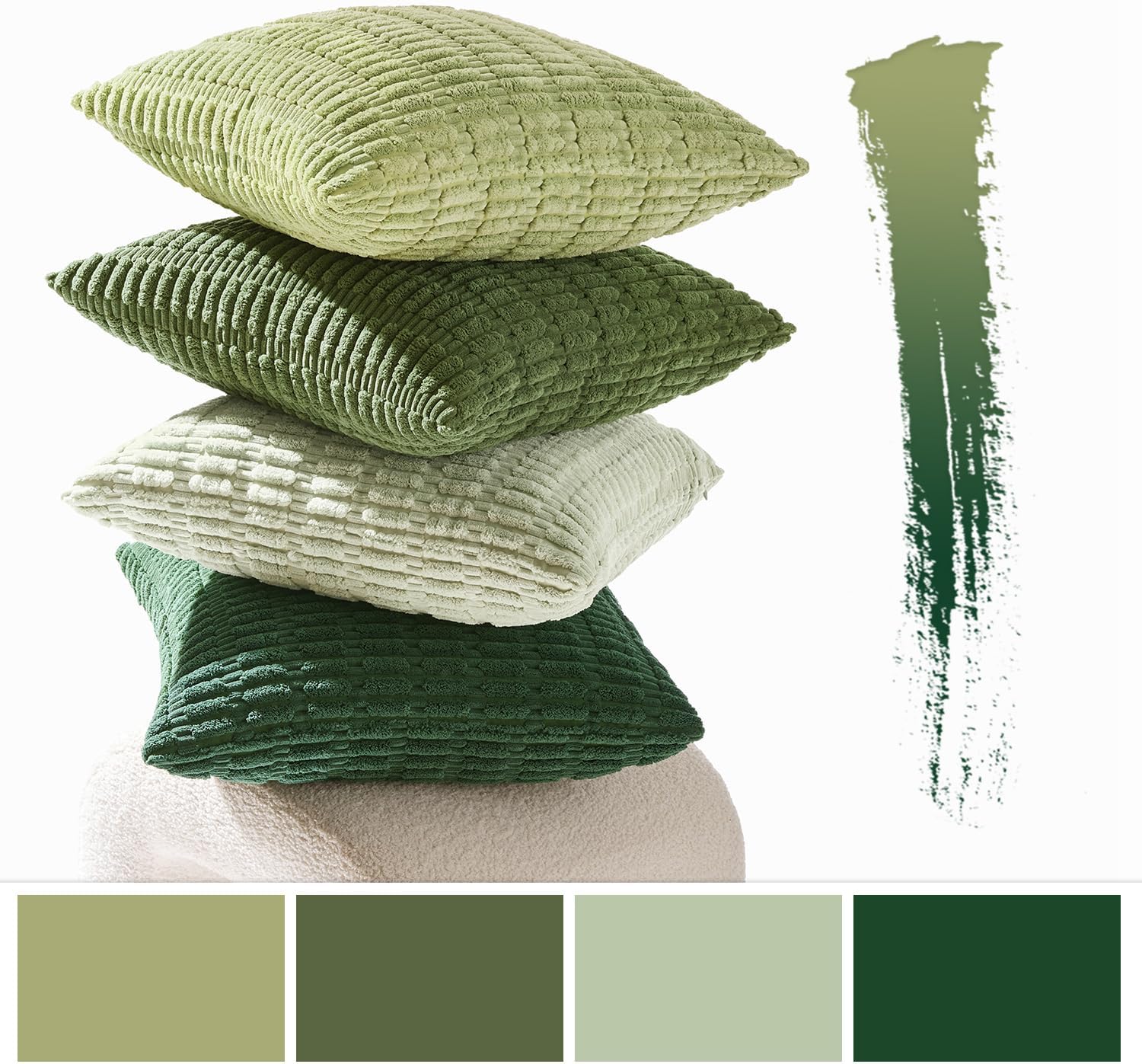 MIULEE Soft Corduroy Spring Throw Pillow Covers Set of 4 Forest Green 20x20 Inch Modern Farmhouse Boho Decorative Accent Cushion Covers…