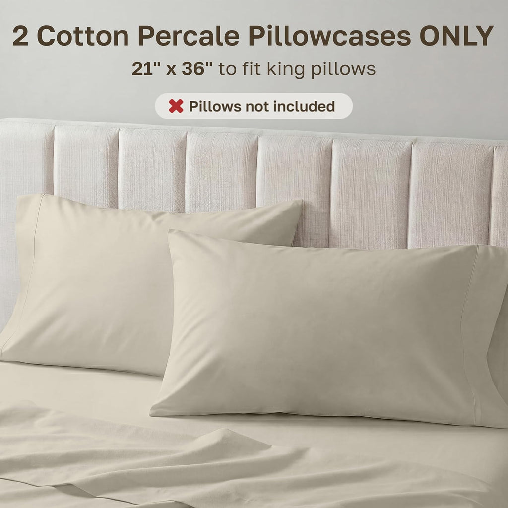 CaliforniaDesignDen California Design Den 100% Egyptian Cotton Pillowcases King Size Set of 2 - Crisp Percale Feel, Soft & Breathable King…