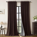 Guken Coffee Linen 100% Blackout Curtains for Bedroom 84 Inch Length 2 Panels Set Textured Elegant Black Out Thermal Insulated Soundproof B…