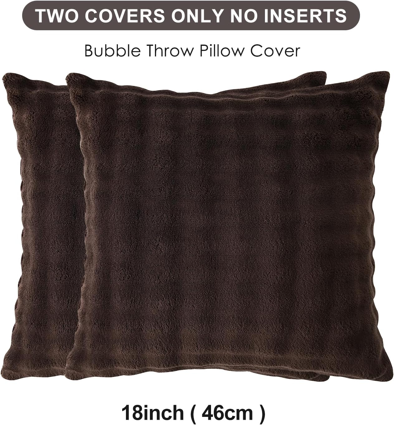 Sochow Decorative Throw Pillow Covers 18x18 Inches Set of 2, Soft Bubble Fleece Pillowcase Square Cushion Covers for Sofa Couch Bed, Brown…