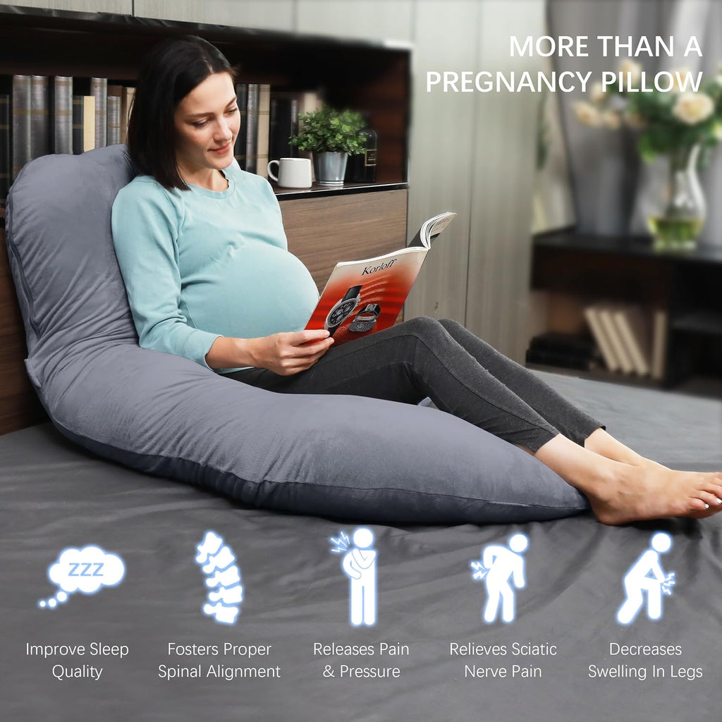 Moonpark MOON PARK Pregnancy Pillows for Sleeping - U Shaped Full Body Maternity Pillow with Removable Cover - Support for Back, Legs, Bell…