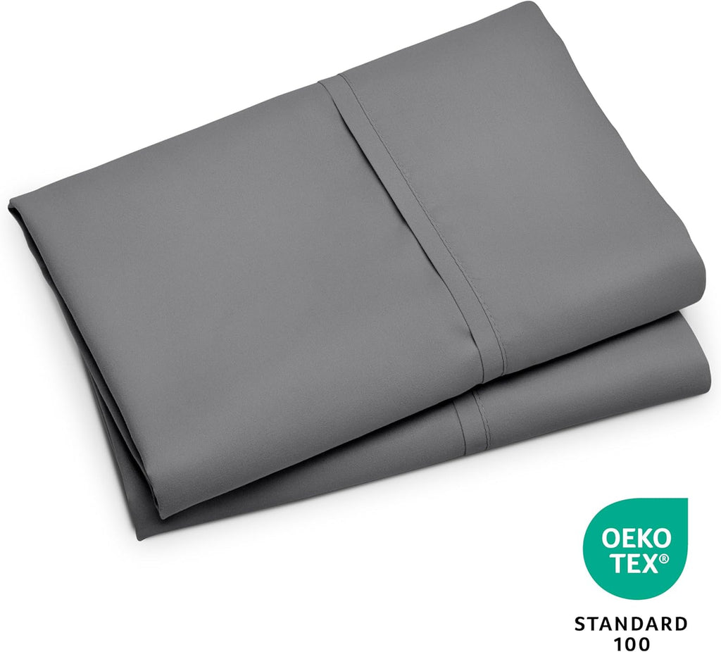 BareHome Bare Home Microfiber Pillow Cases - King Size Set of 2 - Cooling Pillowcases - Double Brushed - Grey Pillowcases 2 Pack - Easy Car…