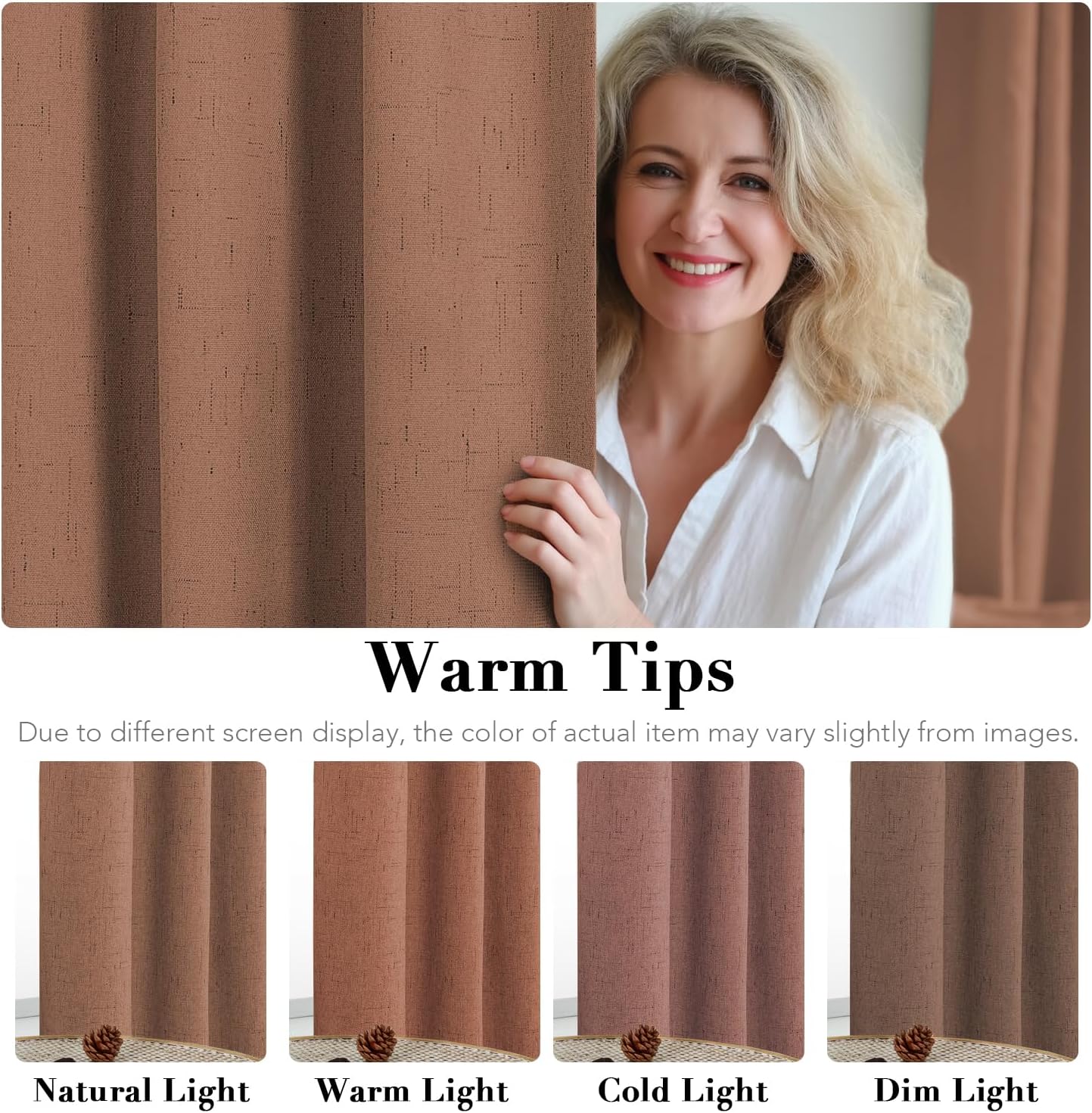 H.VERSAILTEX Linen Blackout Curtains 63 Inches Long 100% Blackout Thermal Insulated Textured Linen Look Curtain Draperies Anti-Rust…