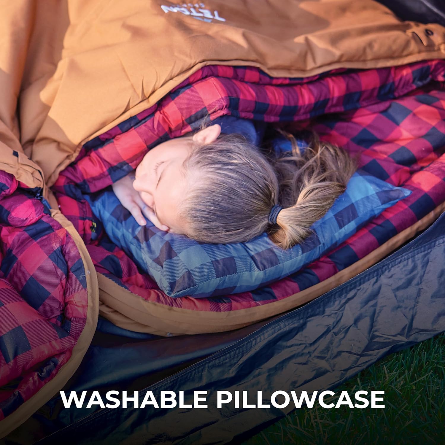 Teton Sports Camp Pillow; Great for Travel, Camping and Backpacking; Washable, Plum Plaid