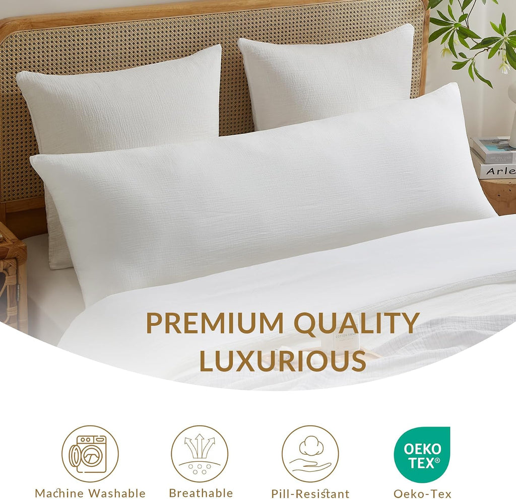 DefineCozyHealthyLife SE SOFTEXLY Muslin Body Pillowcases 100% Cotton, 1 Pack Linen Like Pillow Shams with Zippered Closure, Ultral Soft an…