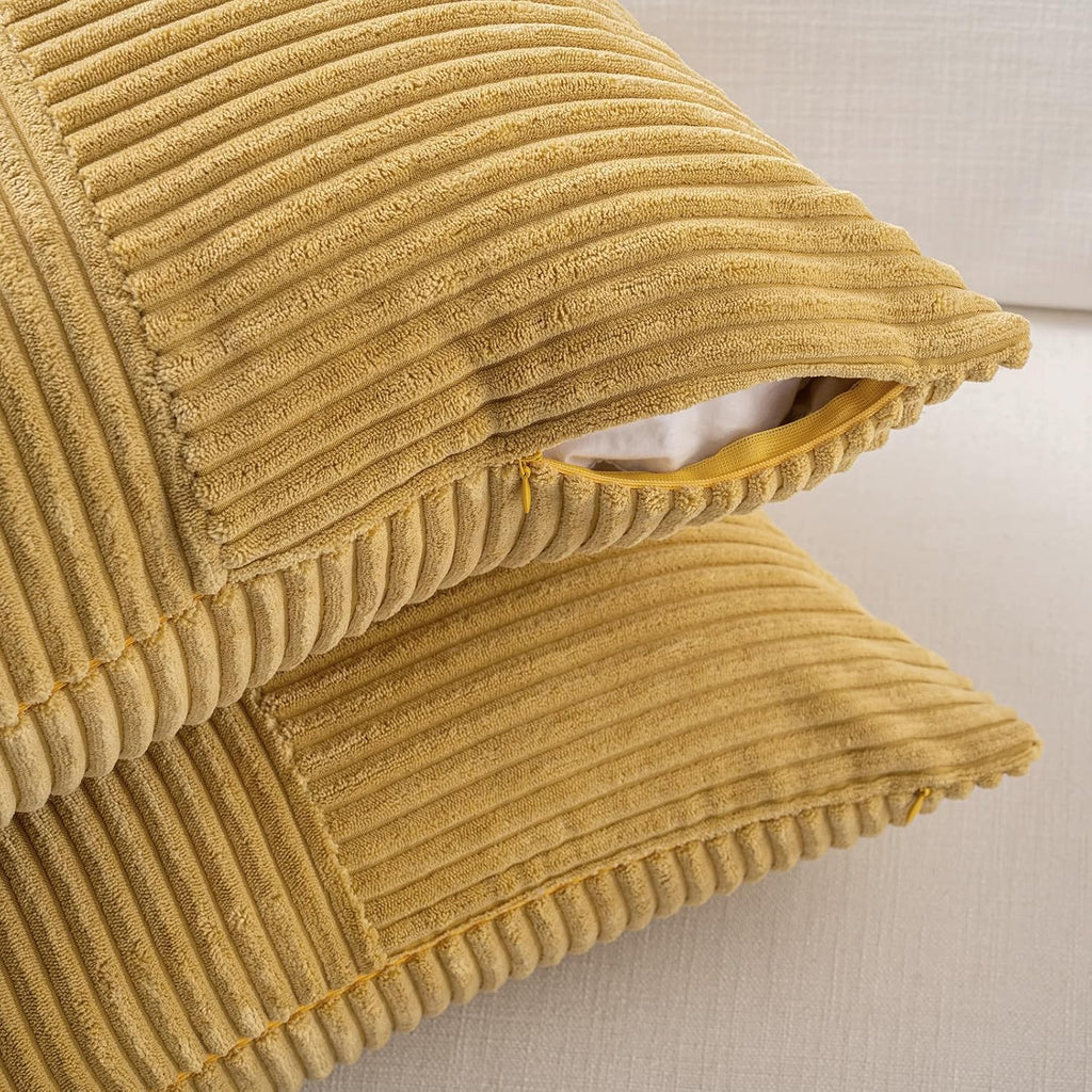 Fancy Homi 2 Packs Mustard Yellow Decorative Throw Pillow Covers 20x20 Inch for Living Room Couch Bed Sofa, Farmhouse Boho Home Decor…