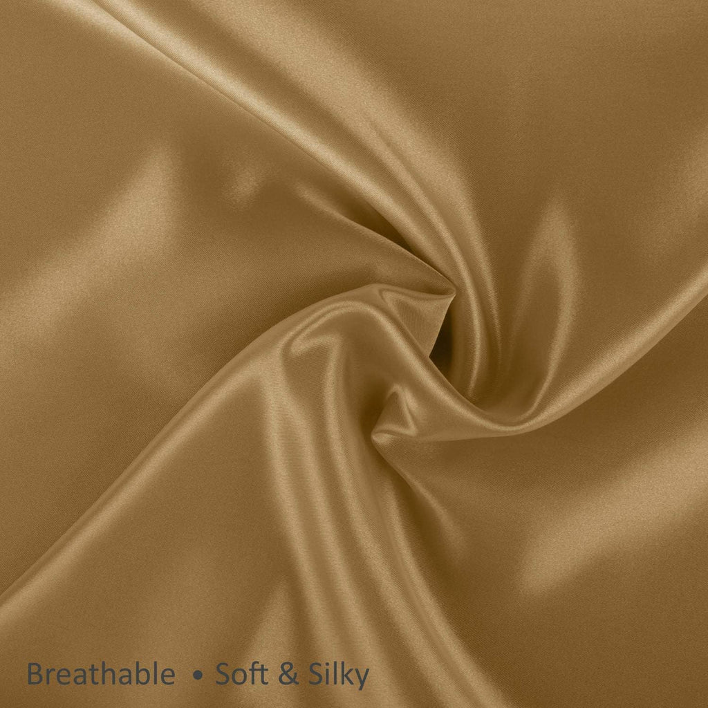 Blissford Satin Pillowcase with Zipper, for Hair and fabric comfort, Feels Soft and Cool Like a Silk Pillowcase, Gold Satin Pillow Cases…