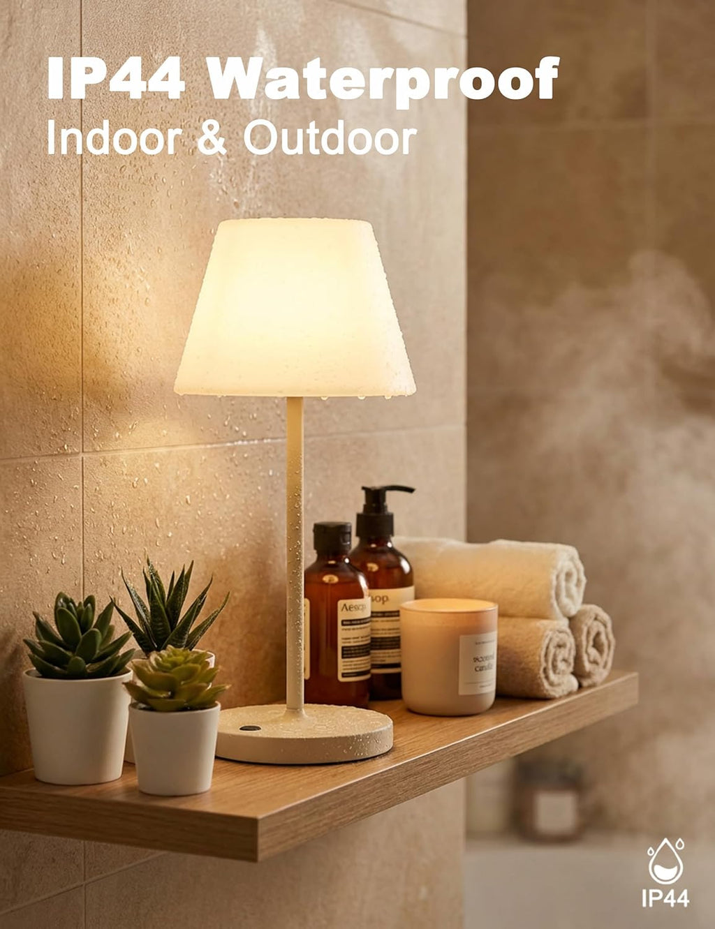WEILAILUX Mini LED Cordless Table Lamp Rechargeable, 3000mAh Battery Operated Shower Lamp Waterproof, Touch Dimmable 2700K Night Light…