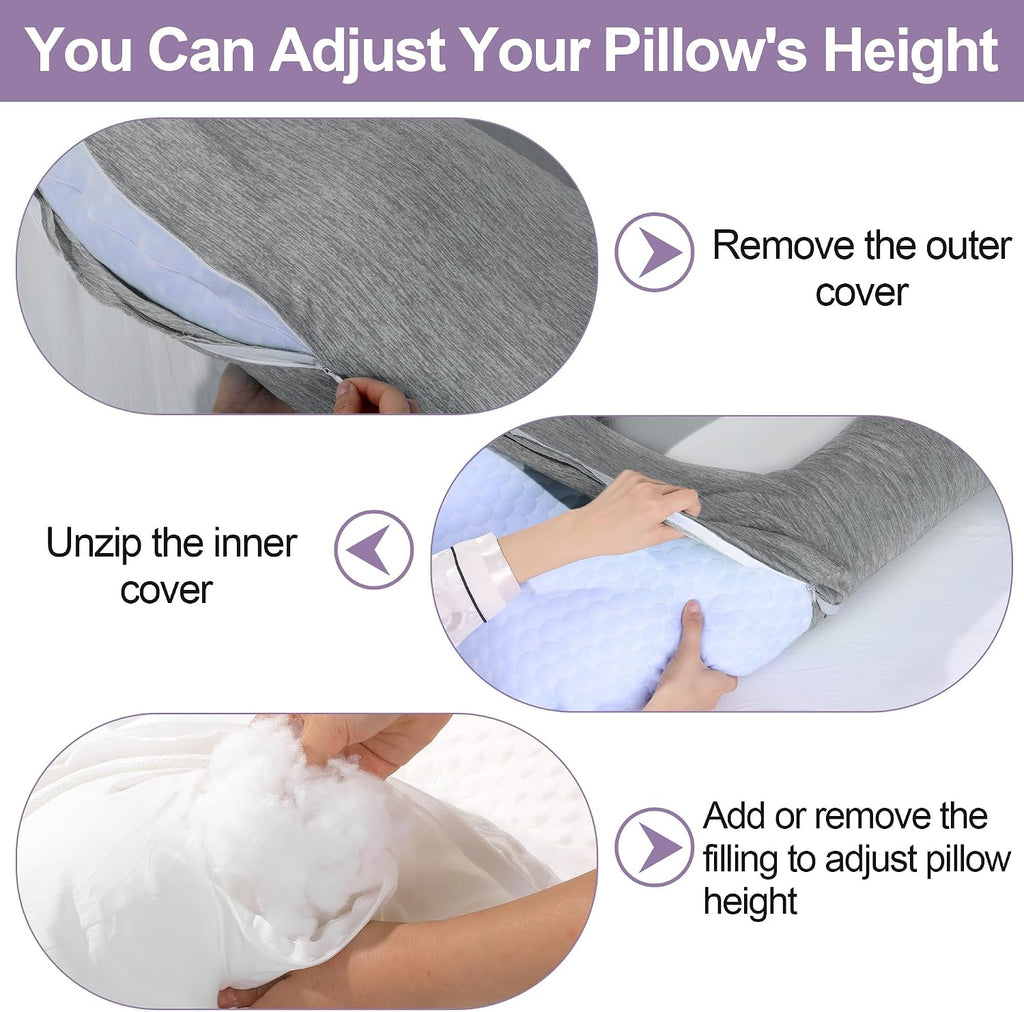 Hombys Cooling U Shaped Pillow for Neck, Contour Shoulder Pillow for Side Sleepers, Ergonomic Body Pillows for Adults, Hug Pillow with Wash…