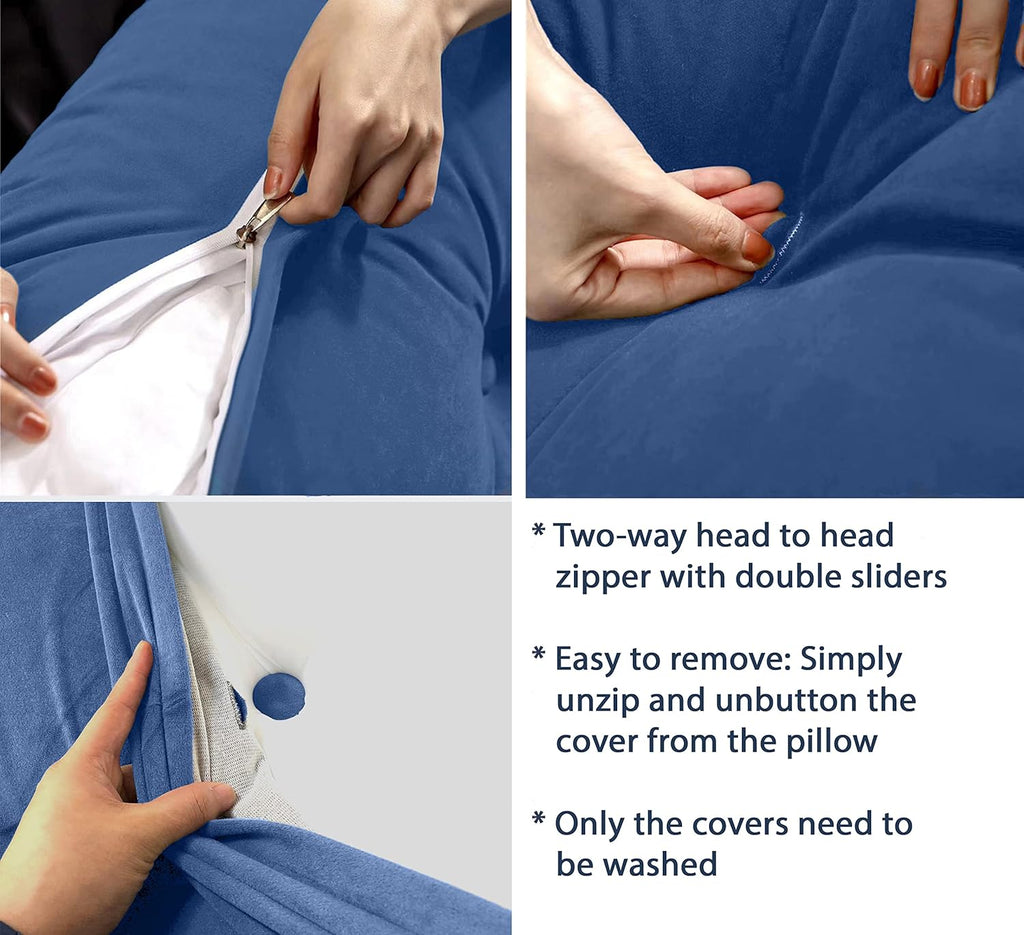Peachwell Headboard Pillow - Dorm Twin Headboard Wedge Pillow, Handmade Support Backrest Large Bolster Cushion with Two Large Side…