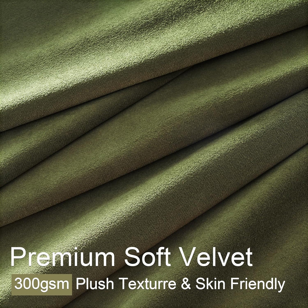 Drapenova Velvet Pinch Pleated Blackout Curtains 96 Inch Long for Living Room Bedroom Moss Green Vintage Room Darkening Thermal Insu…