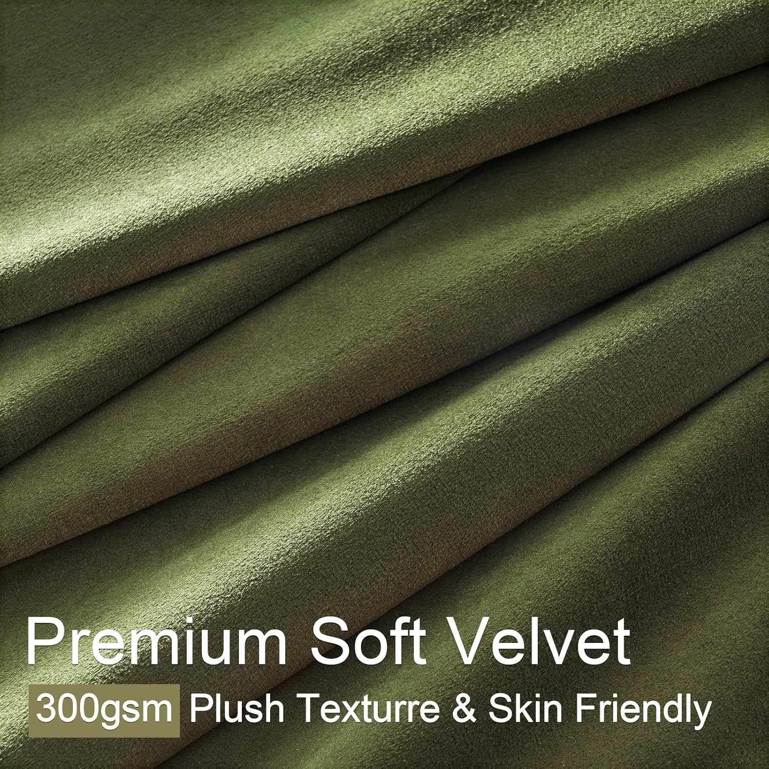 Drapenova 92 Inch Long Olive Green Velvet Blackout Curtains for Bedroom Luxury Moody Soft Velvet Pinch Pleated Drapes with Track Hoo…