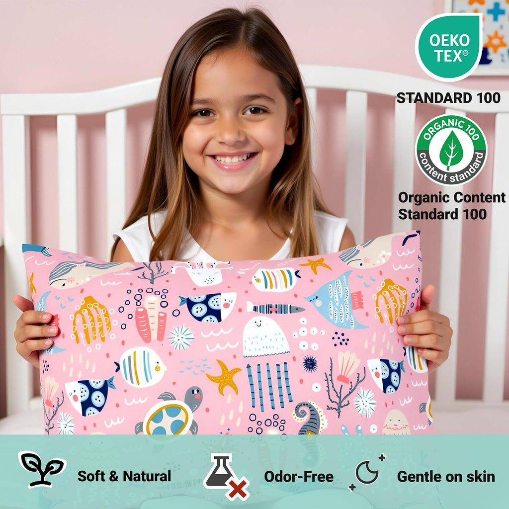 ZPECC-ABrandThatHasBeenFocusedOnBeddingFor20Years ZPECC Toddler Pillow with Pillowcase - 13x18 Organic Cotton Hypoallergenic Kids Pillow, B…
