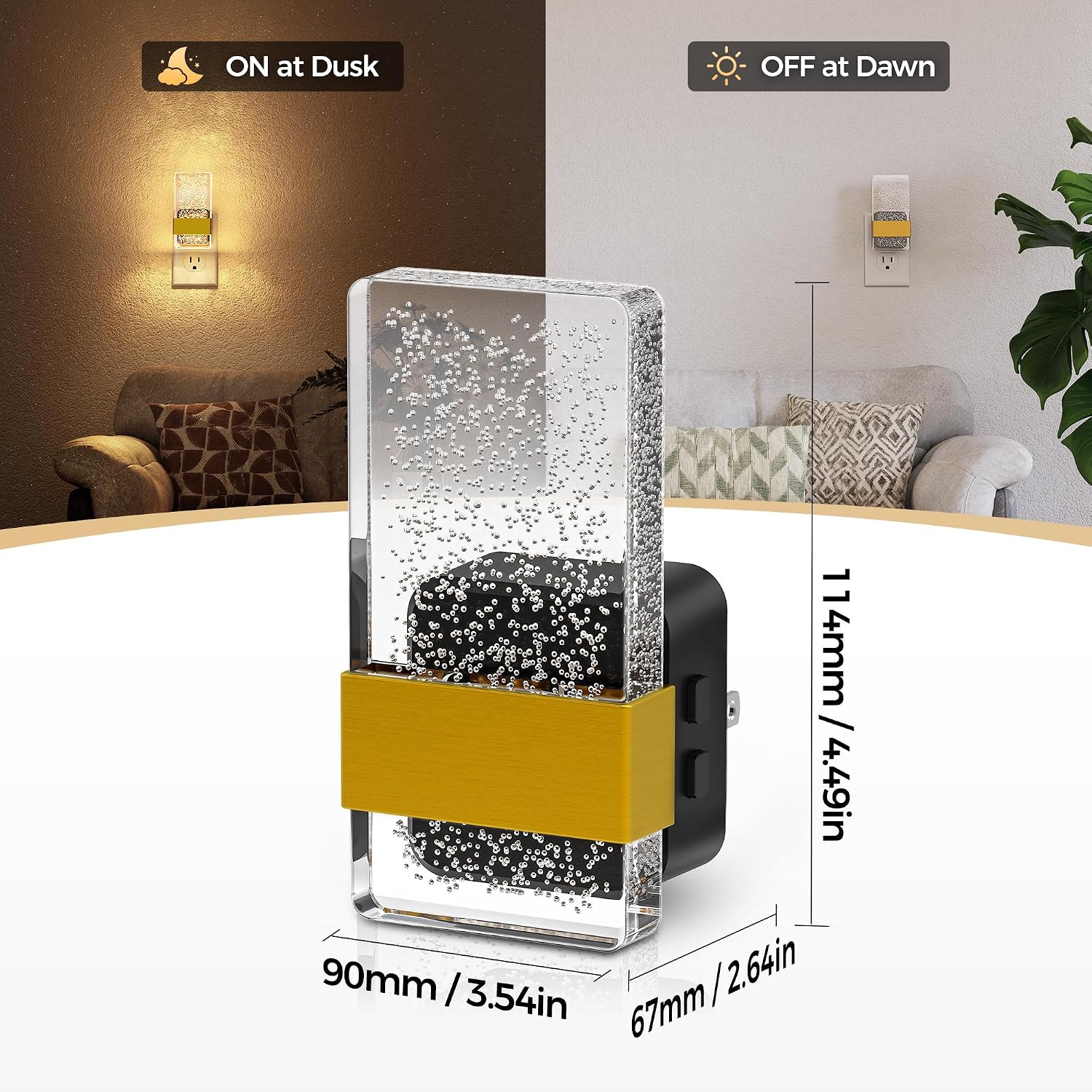 DORESshop LED Night Lights Plug into Wall, 3 Level Dimmable Night Light, Bubble Decorative Nightlight, Dusk to Dawn Sensor, Wall…