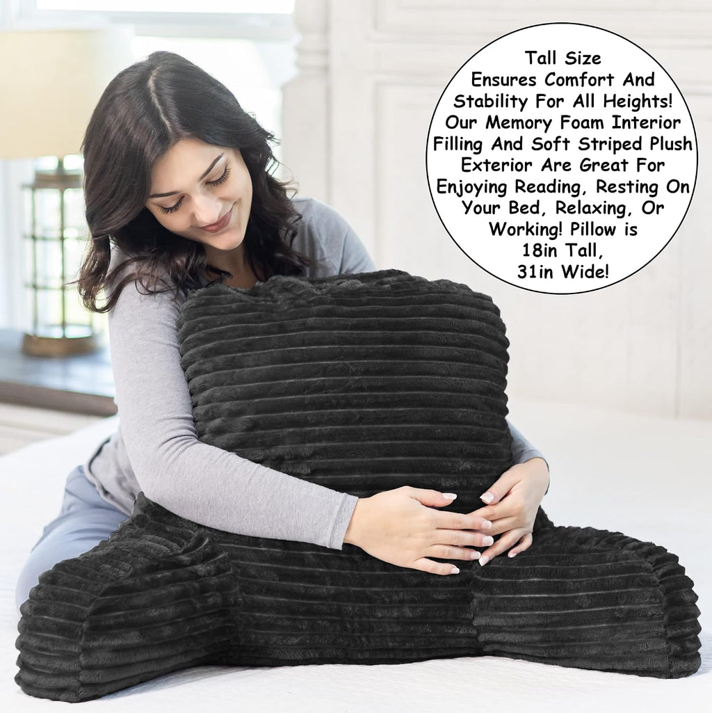 Homie Reading Pillow with Reading Light and Wrist Support, Has Arm Rests, and Back Support for Bed Rest, Lounging, Reading, Working on…