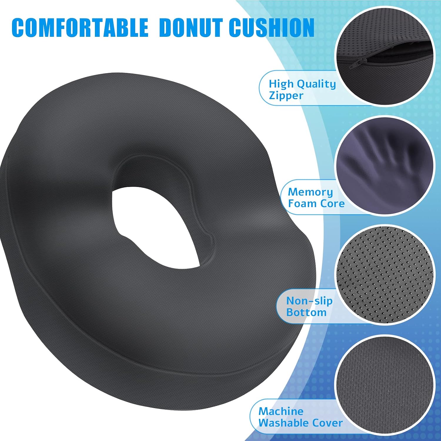 BlissTrends Donut Pillow Seat Cushion, Donut Chair Cushions for Postpartum Pregnancy & Hemorrhoids, Tailbone Cushion, Memory Foam Lifting C…