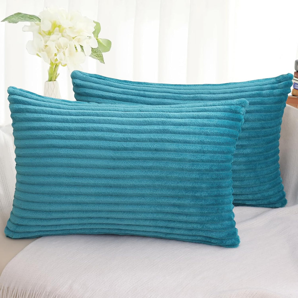 SimmoreHomeDecor Simmore Decorative Summer Throw Pillow Covers 12x20 Set of 2, Soft Natural Plush Flannel Double-Sided Fluffy Lumbar Pillow…