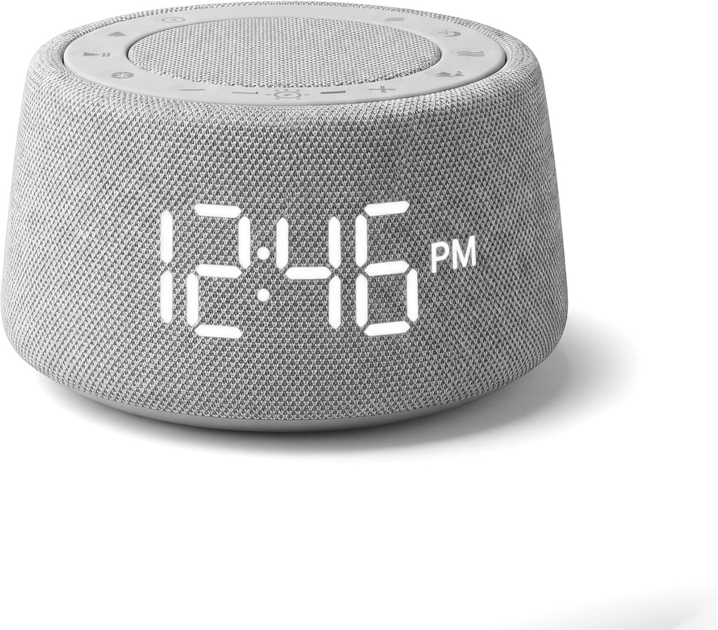 White Noise Alarm Clock for Bedroom, Bluetooth Speaker with Sleep Sounds & Ambient Night Light, Digital Bedside Clock for Adults & Heavy…