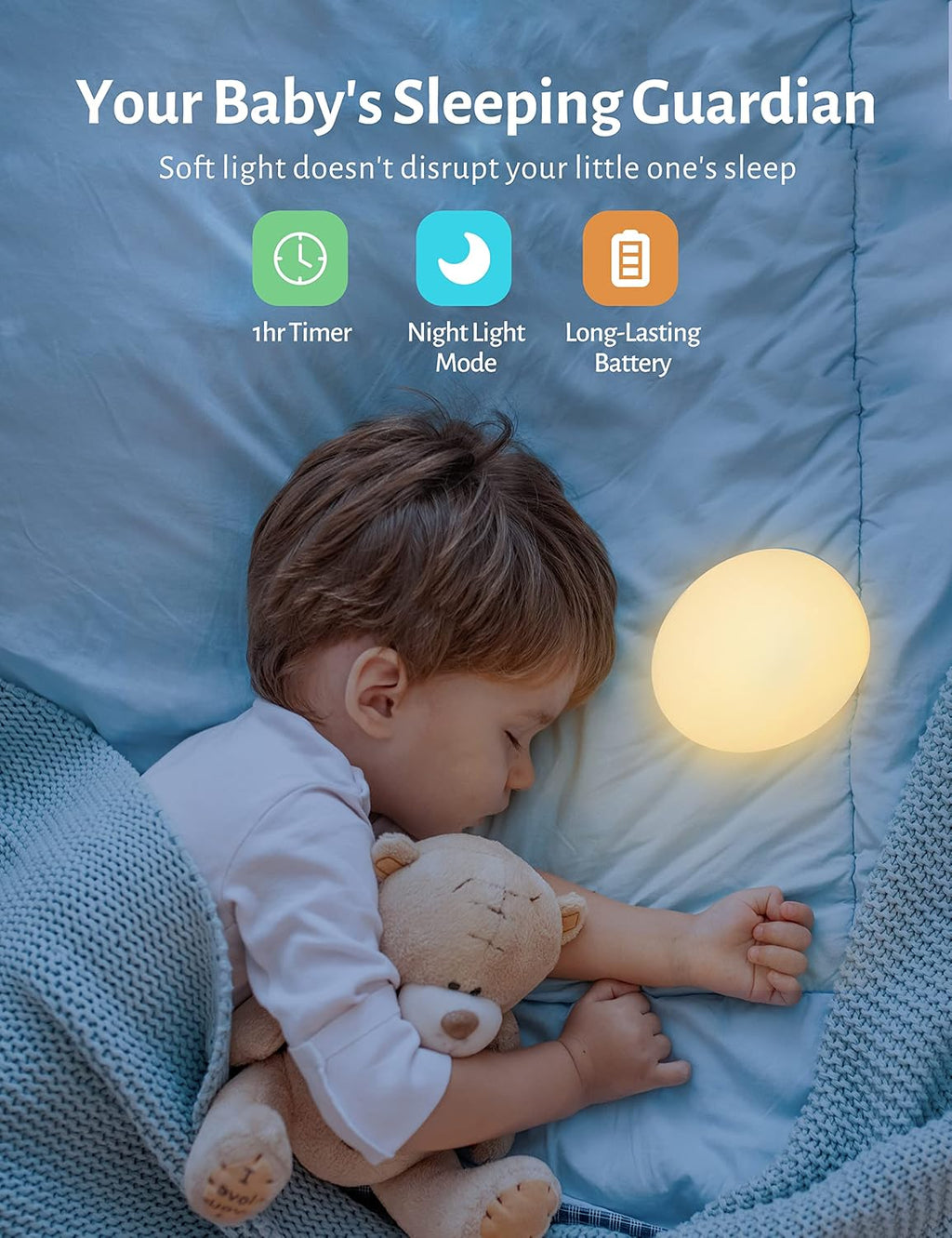 Night Light for Kids, Baby Night Light with 7 Colors Changing Mode & Stepless Dimming, Nursery Night Light BPA Free, Rechargeable Egg…
