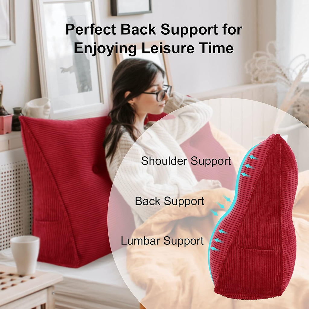 WOWMAX 100% Cotton Corduroy Headboard Pillow – California King Size Back Support Reading Wedge for Bed & Daybed, Plush Handmade Bolster…