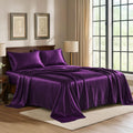 PureBedding Satin Sheets King [4-Piece, Purple] Hotel Luxury Silky Bed Sheets - Extra Soft 1800 Microfiber Sheet Set, Wrinkle, Fade, Stain…